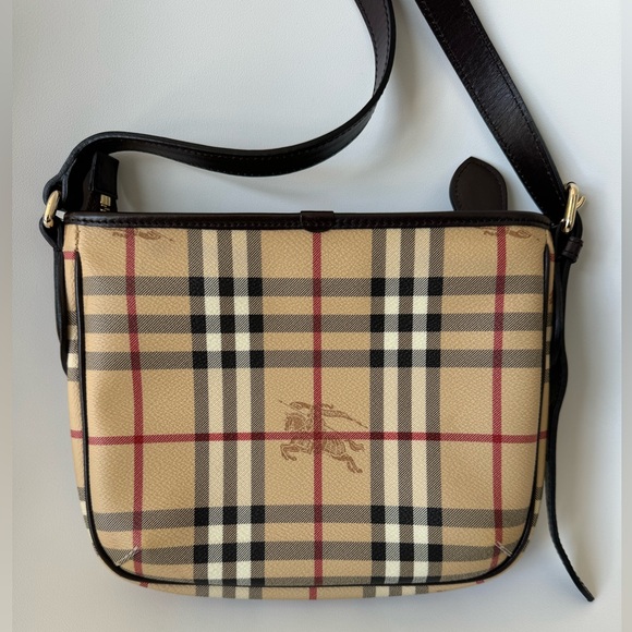 Burberry Ganton Haymarket Check Coated Canvas Crossbody Shoulder Handbag - Picture 5 of 13